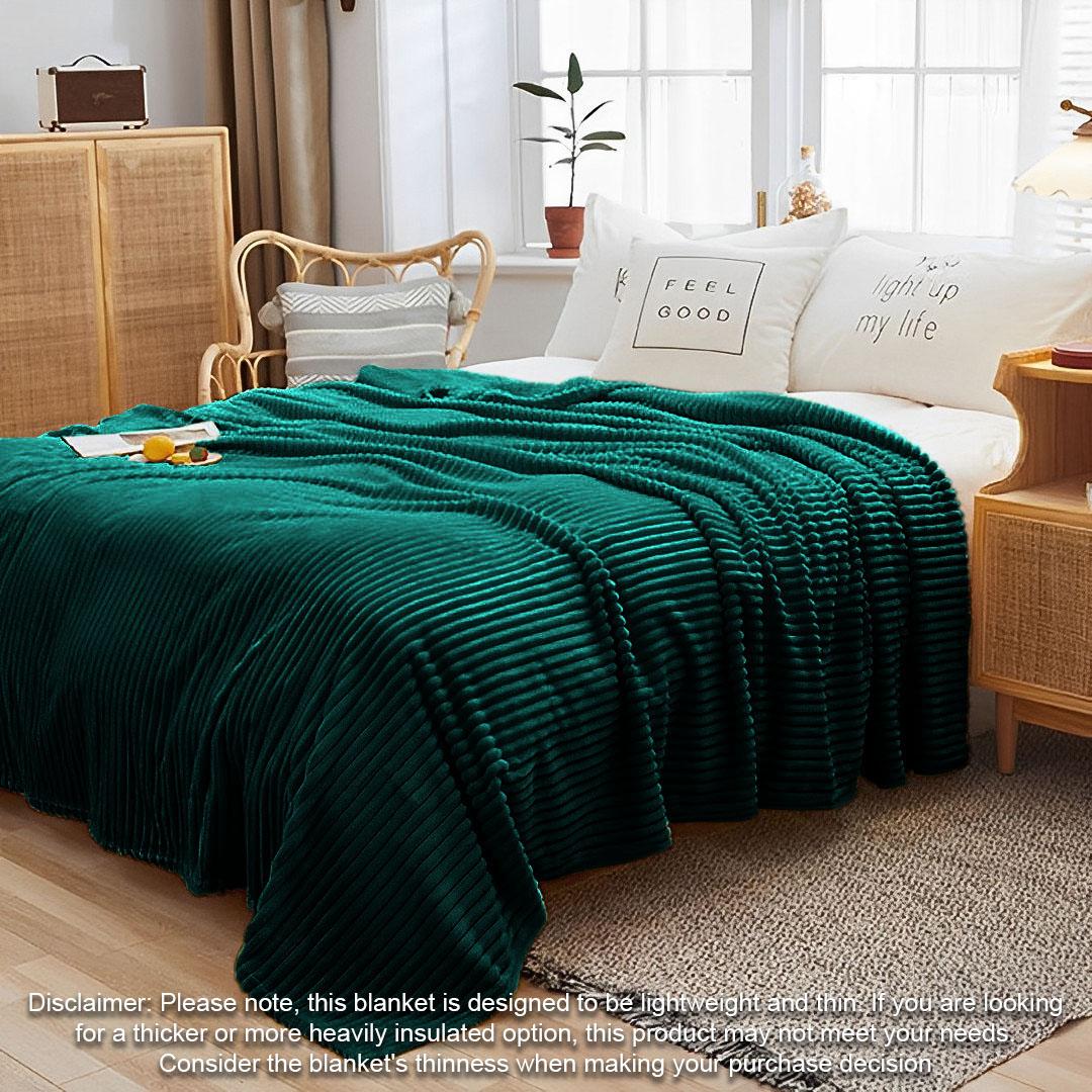 SOGA Dark Green Throw Blanket Warm Cozy Striped Pattern Thin Flannel ...