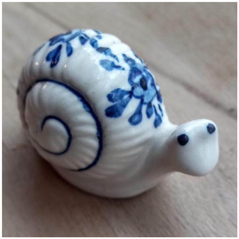Snail. Miniature Teeny Tiny Delft Porcelain Snail. Length almost 2 ...