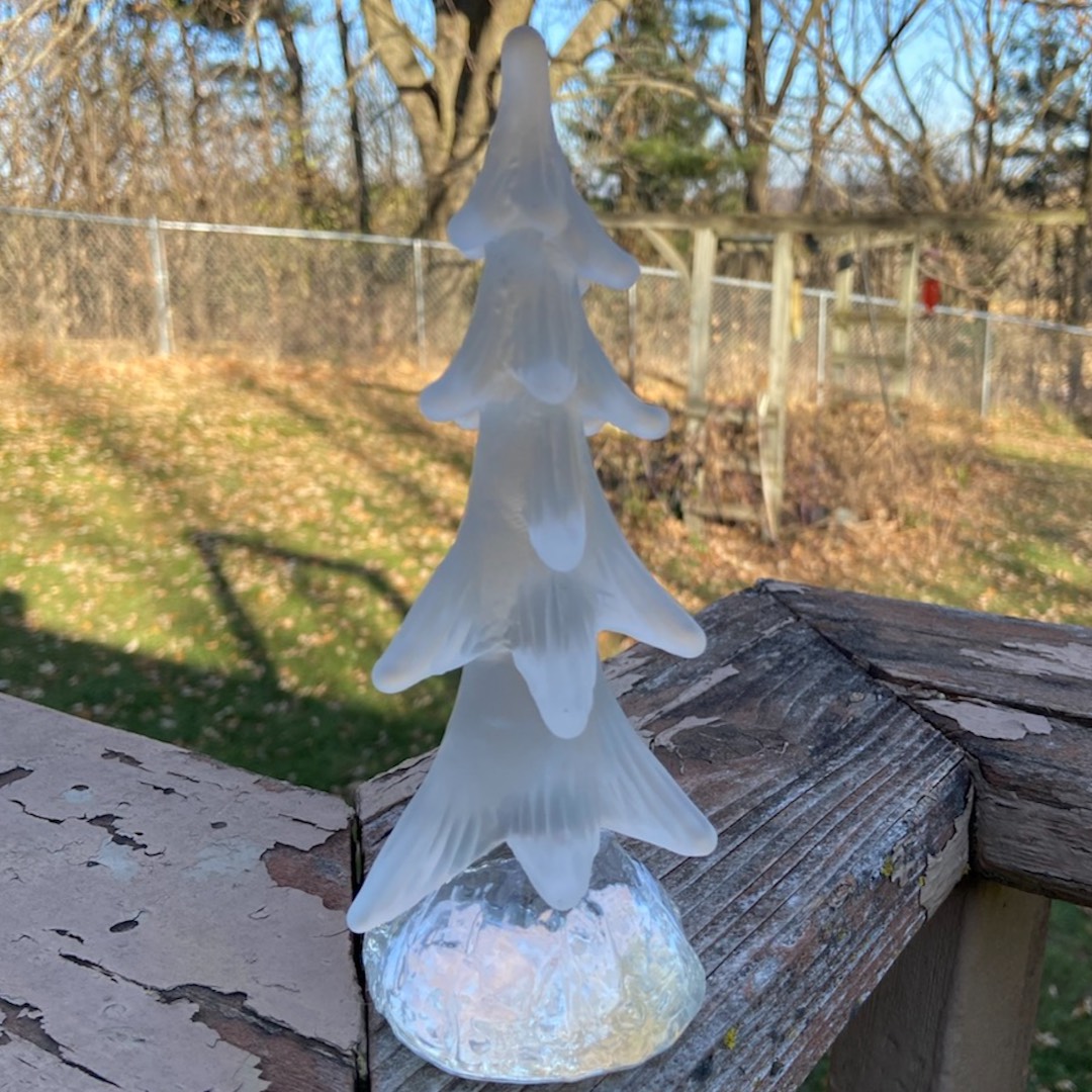 Glass Tree Shape Frosted Glass Christmas Tree With Clear And Polished Glass Base. Clear ...