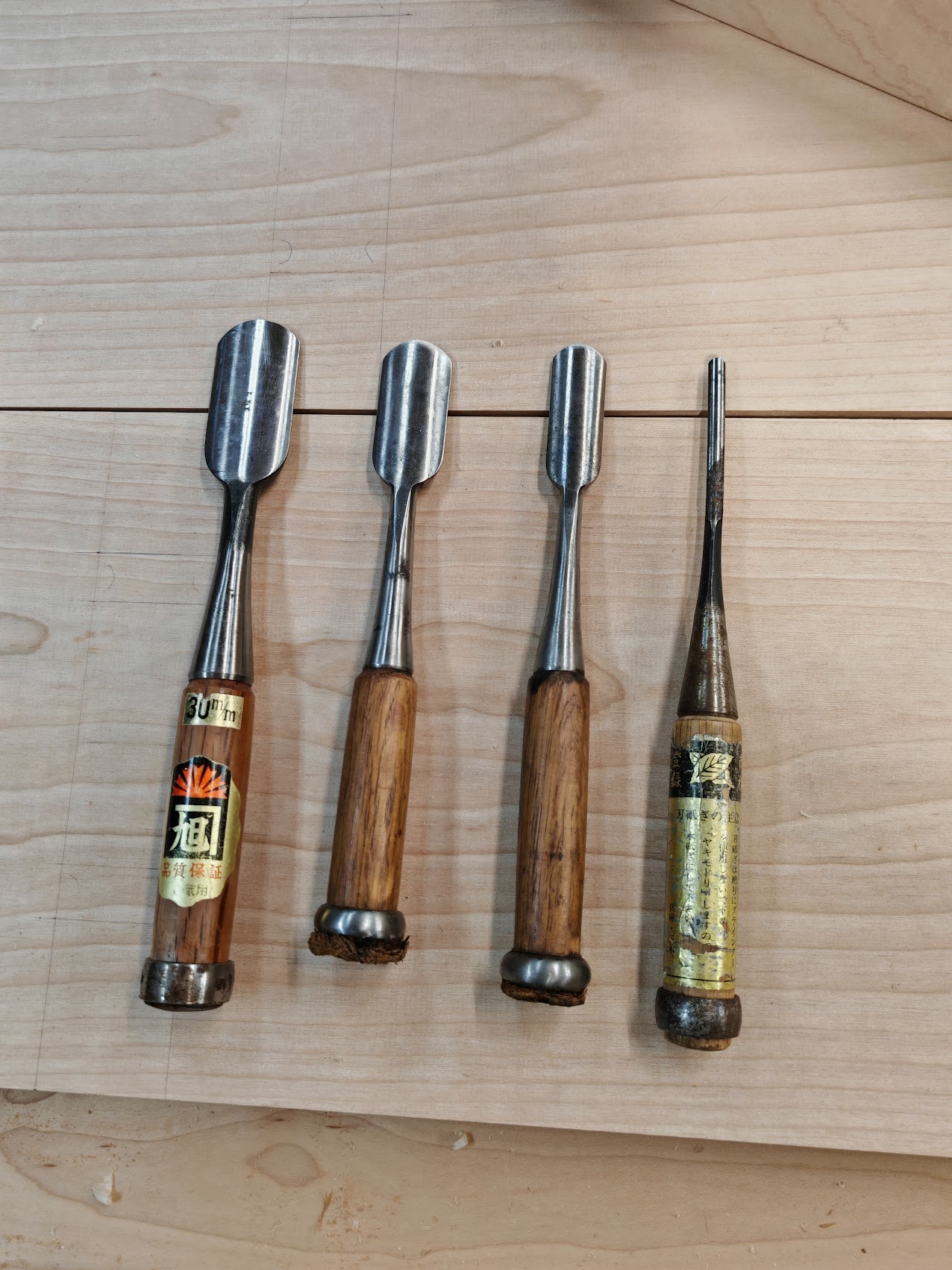 Set of Japanese U-gouge chisels