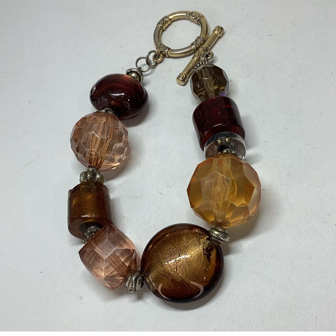 Brown Glass Bead Bracelet 7 3 4