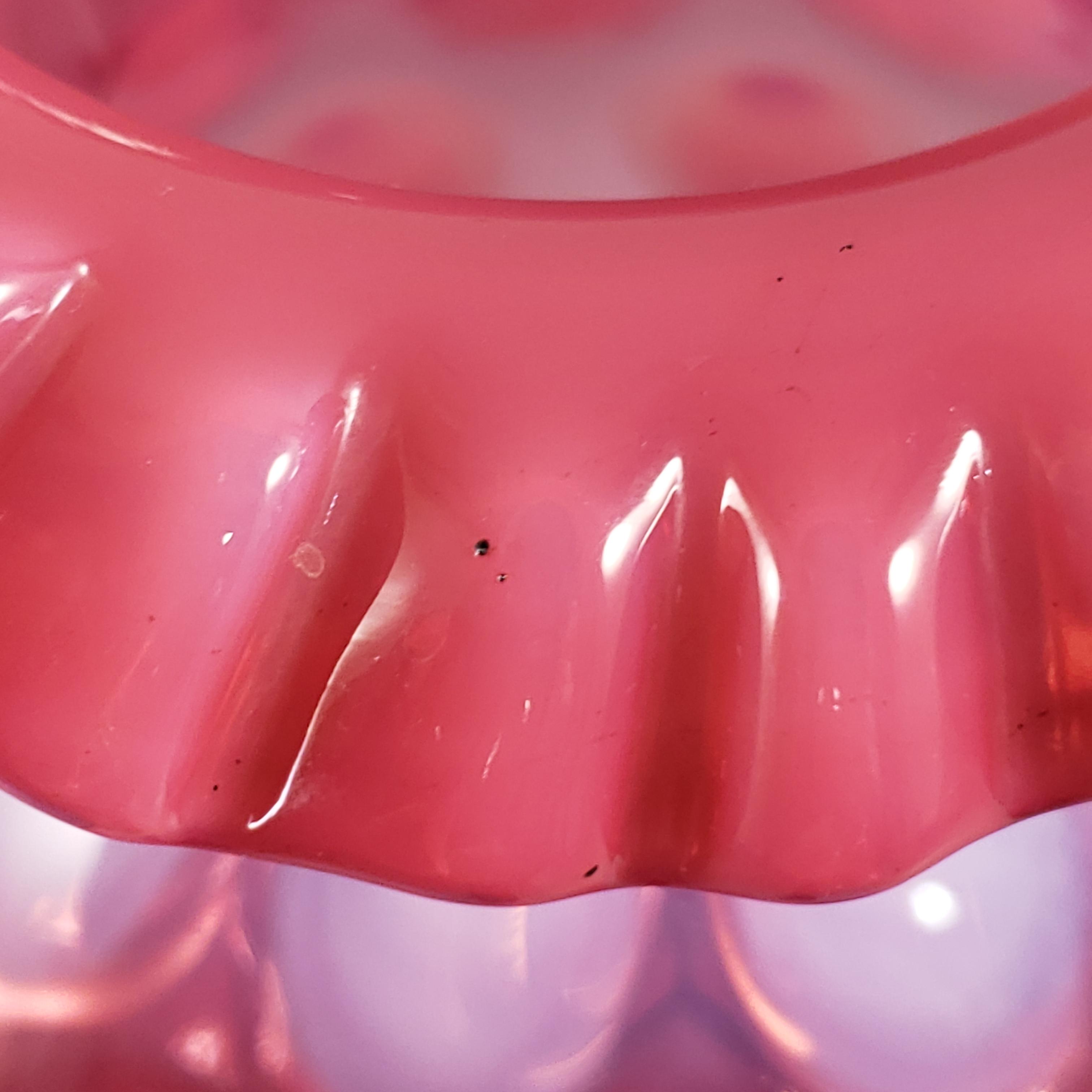 Vintage Fenton Cranberry Opalescent Coin Spot Dot Optic Ruffled