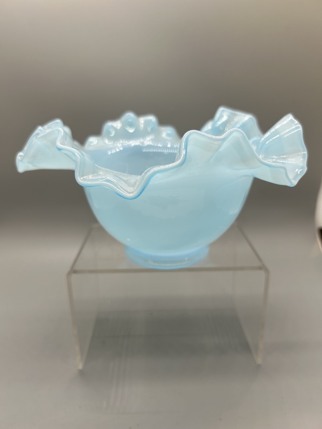 Fenton Double Ruffle Bowl In Baby Blue 3.5 x 6.5