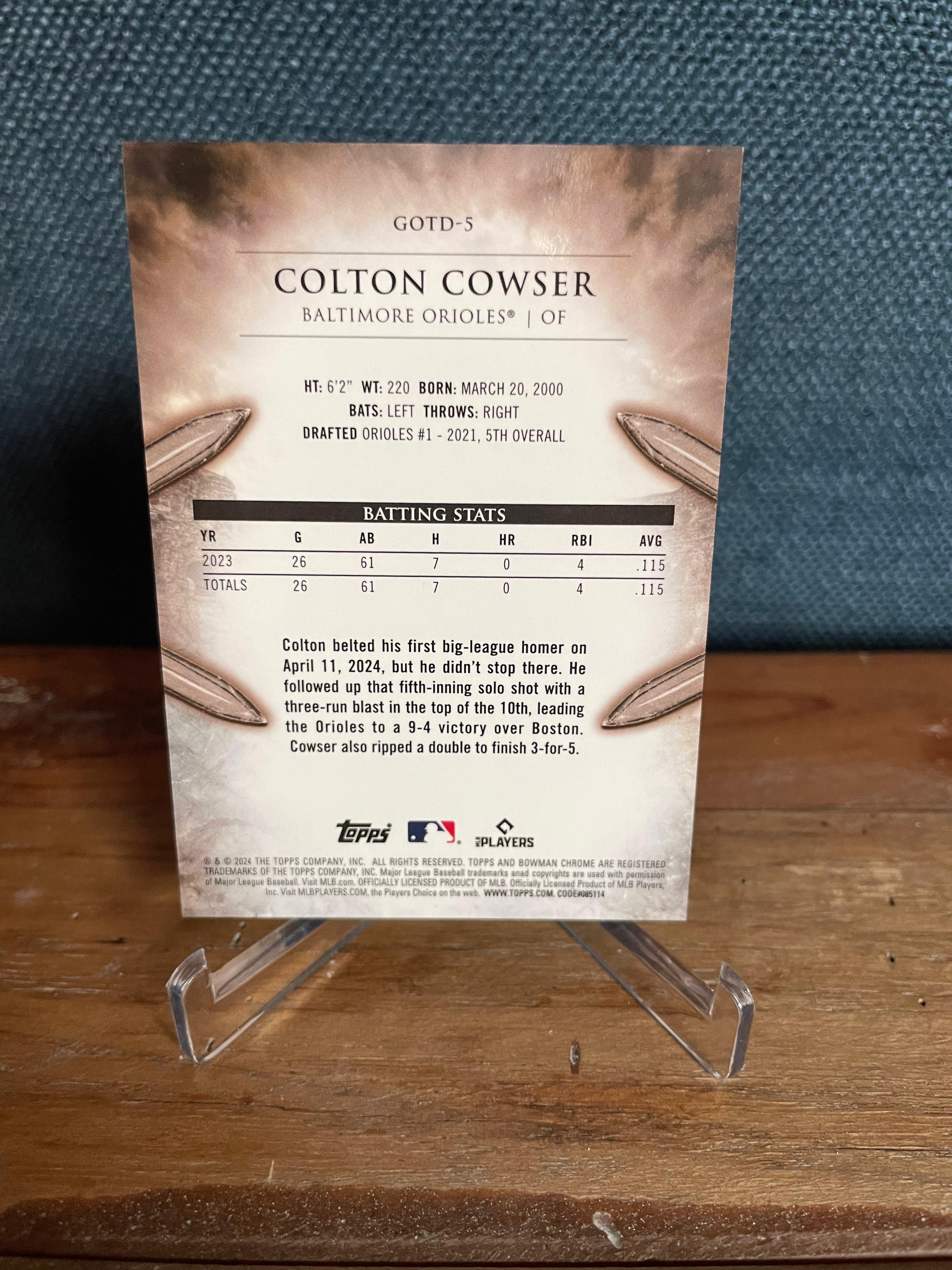 Colton Cowser (Baltimore Orioles) 2024 Bowman Chrome Gladiators of 
