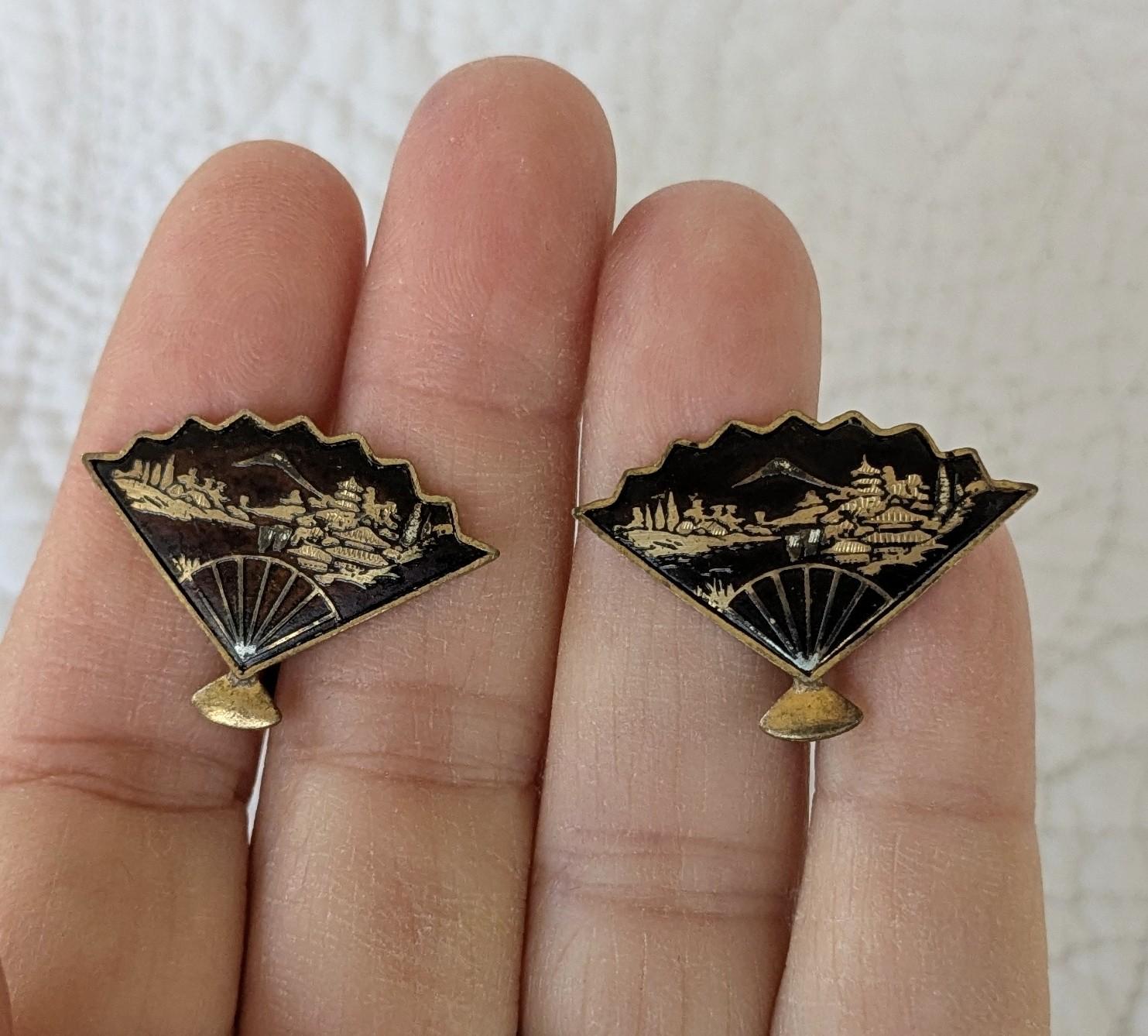 Enamel Mount Fuji earrings