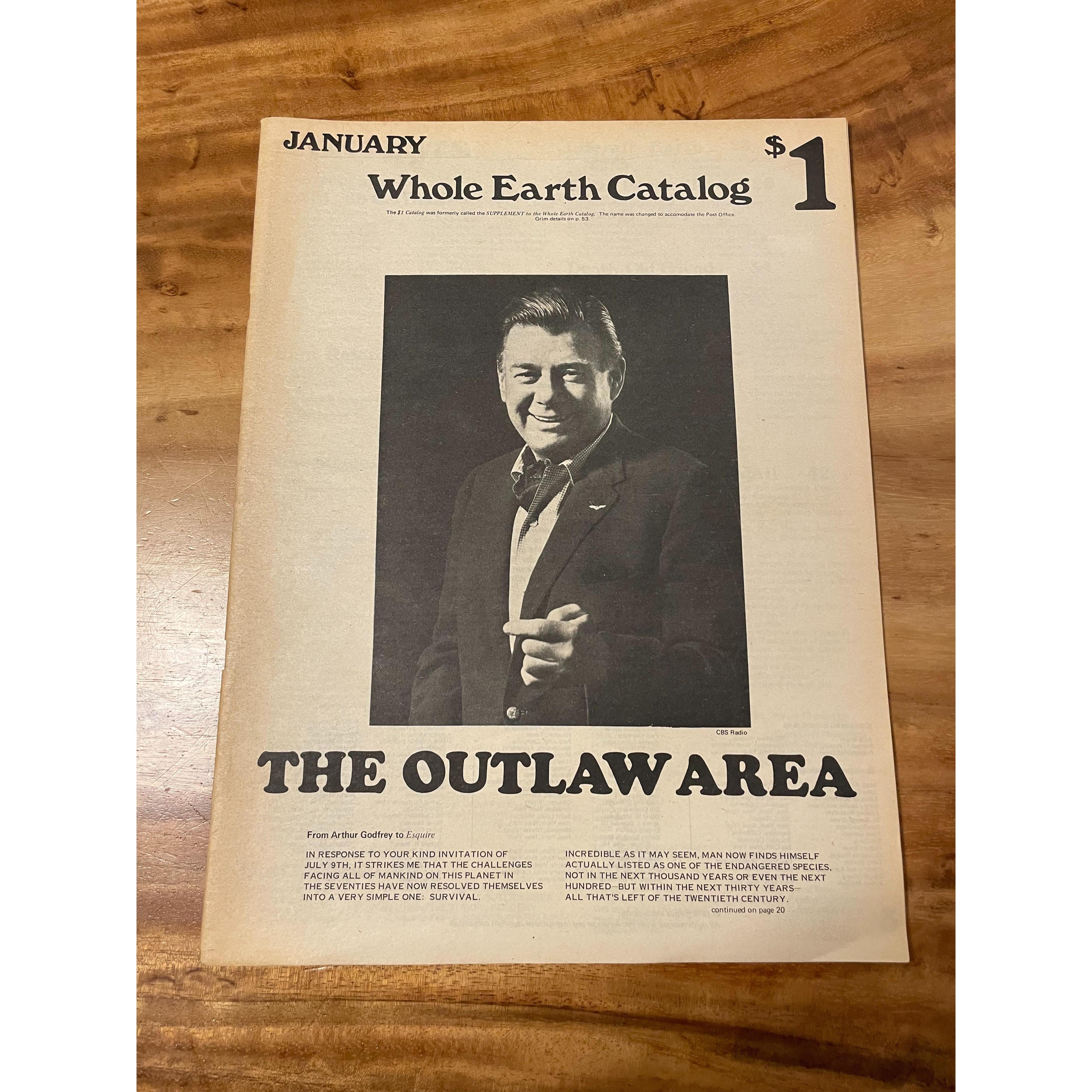 Whole Earth Catalog January 1970 The Outlaw Area Environmentalism Holism