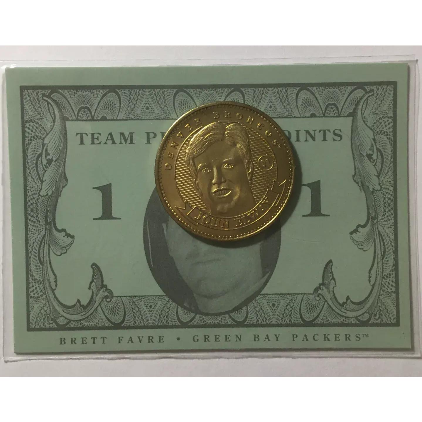 1998 Pinnacle Mint Collection Team Points Coin + $1 card John Elway #3 HOF