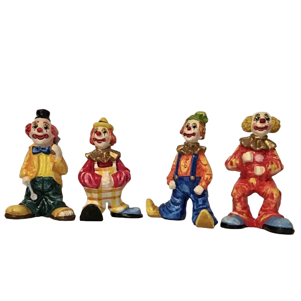 Cisneros Mexico Ceramic Hand Painted Folk Art Clowns Set Of 4