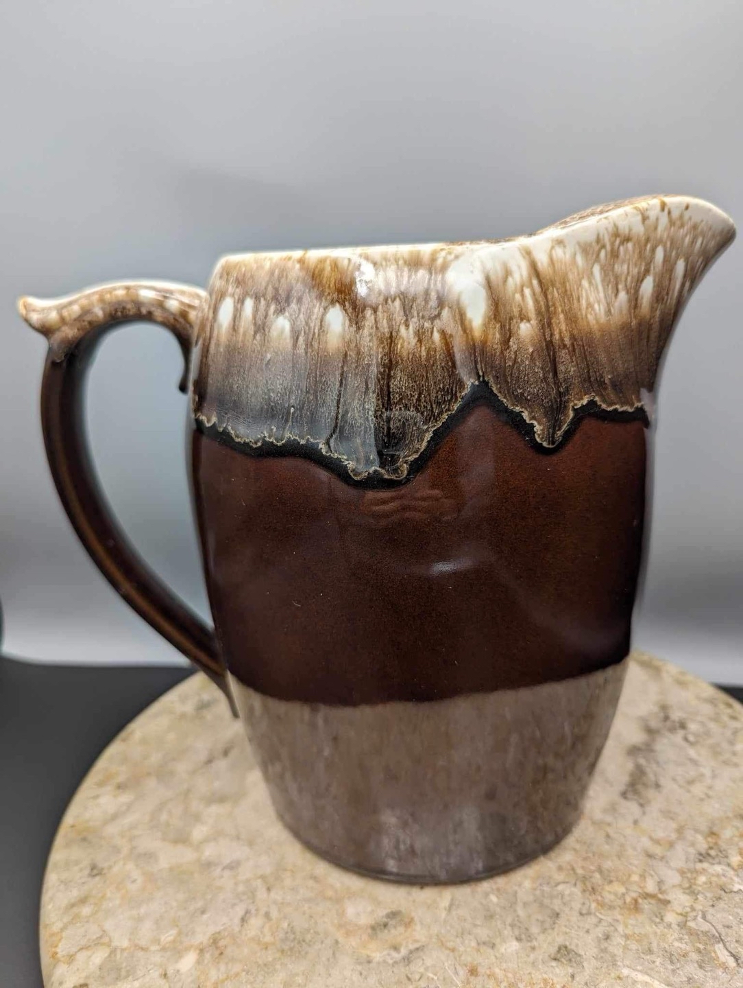 Vintage McCoy Pottery USA 7007 Brown Glazed Drip Pitcher 8