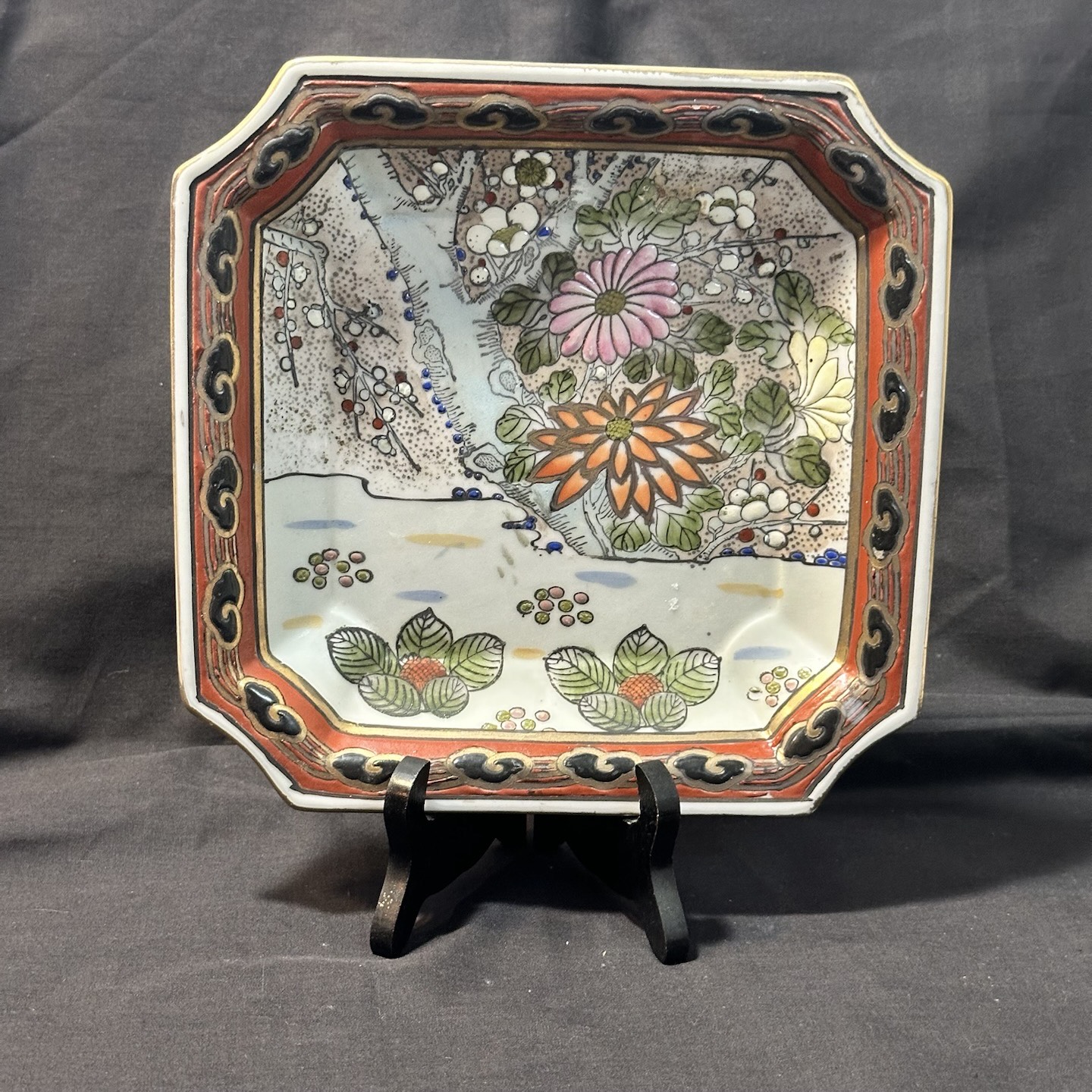 根室　花咲蟹の剥製額　清田清龍作　レトロ　ビンテージ　インテリア1989年製 774 celadon Japanese style Satsuma plate hand sculpted in