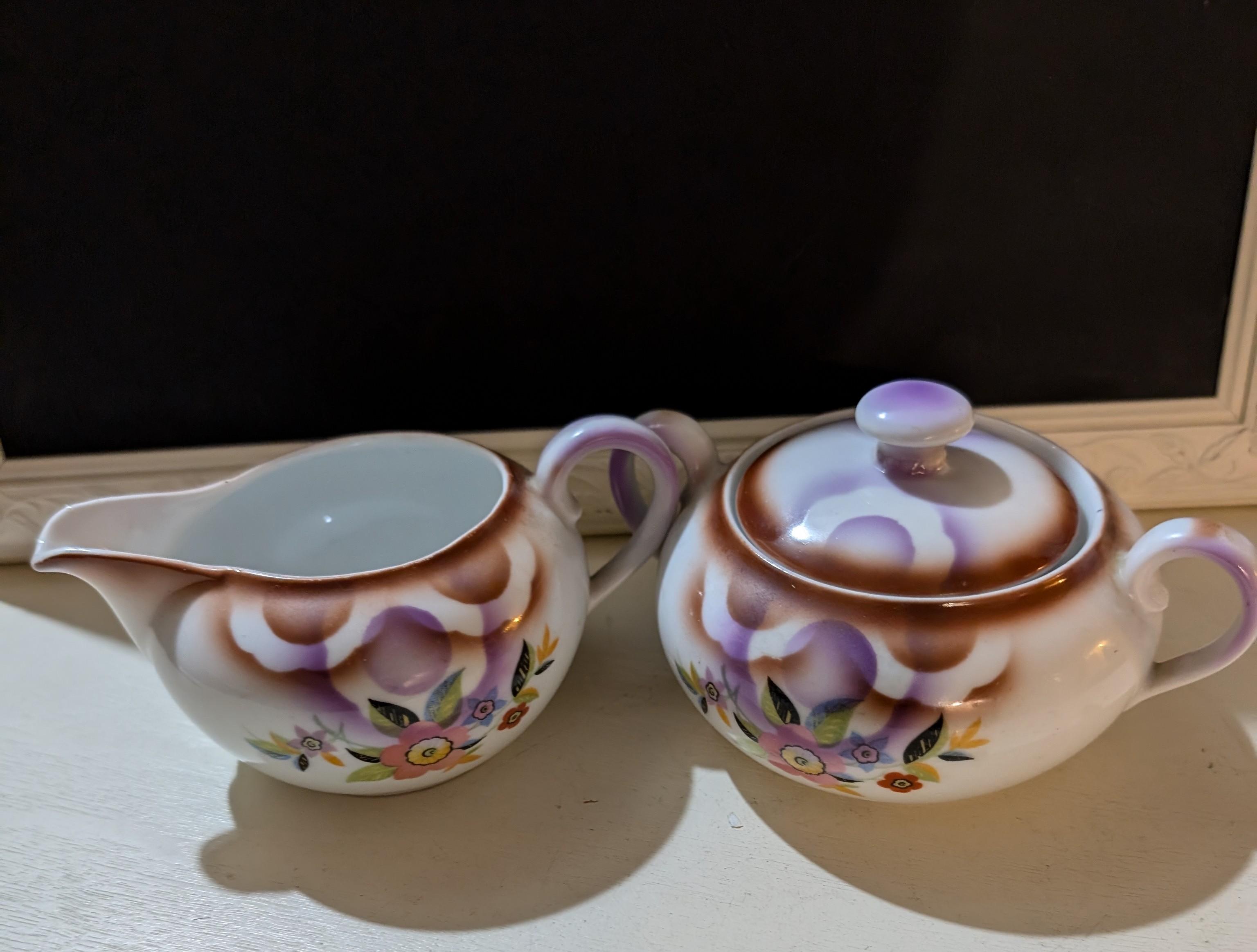 Vintage Celebrate Floral Creamer and Sugar Bowl Set Made In Germany