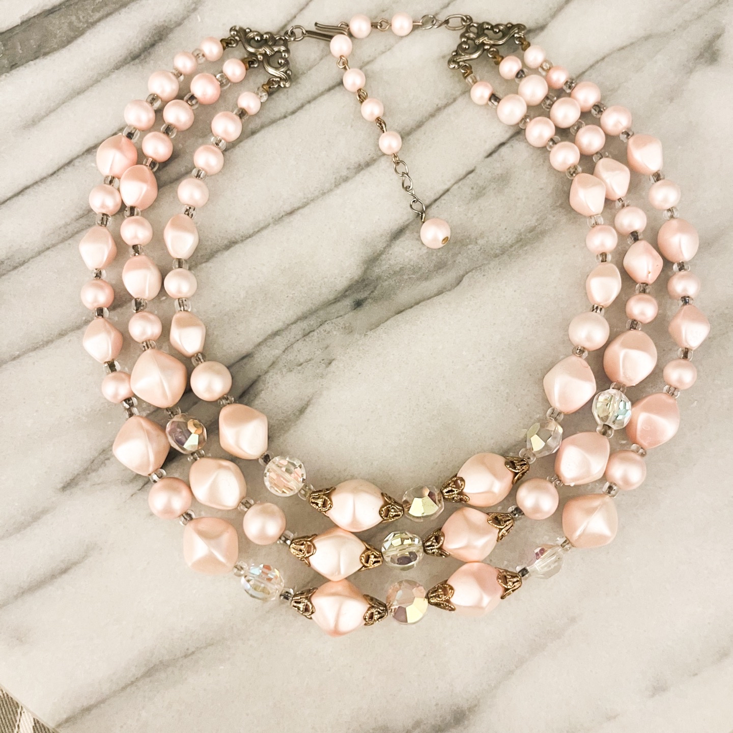 Pink Bead & Pearl Necklace