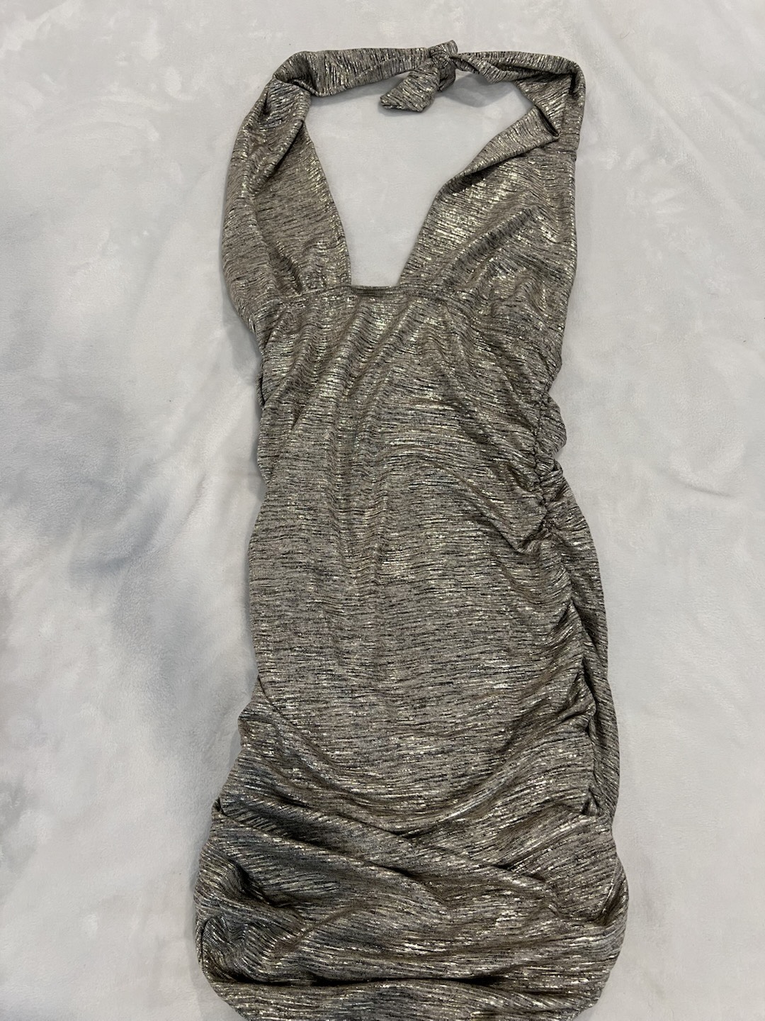 Gold Halter V-Neck Backless Diamonds Beaded Bodice Formal Dress main image 1