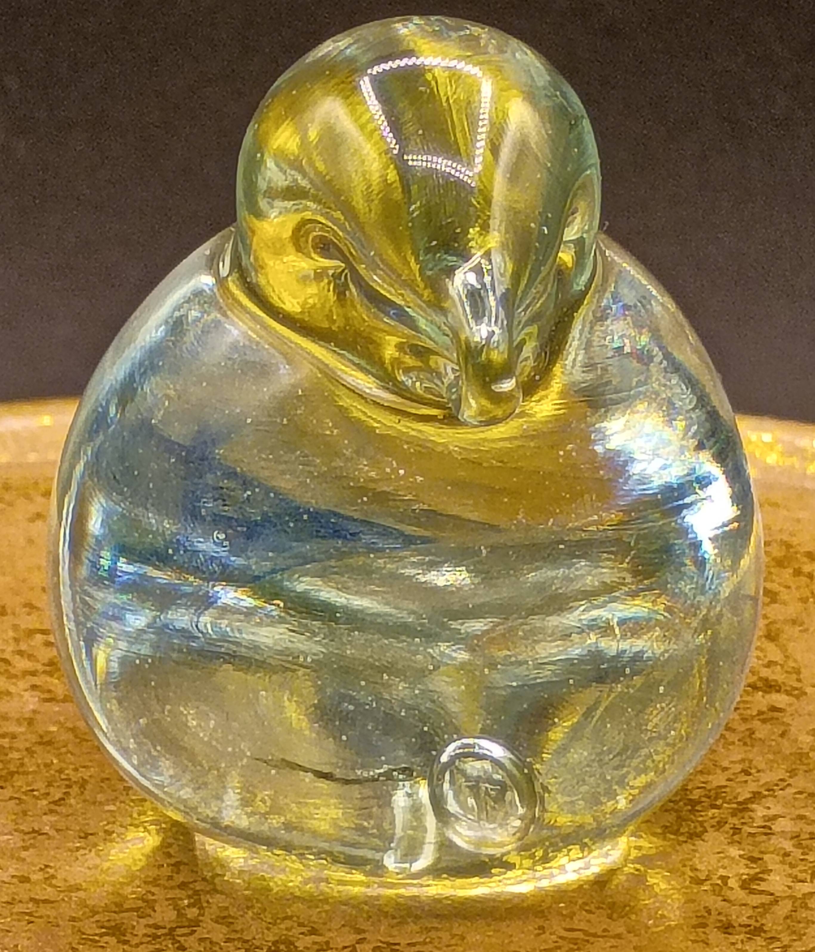 Antique RED Key Glass Company Bird 1893-1902 Red Key Glass small Blue swirl