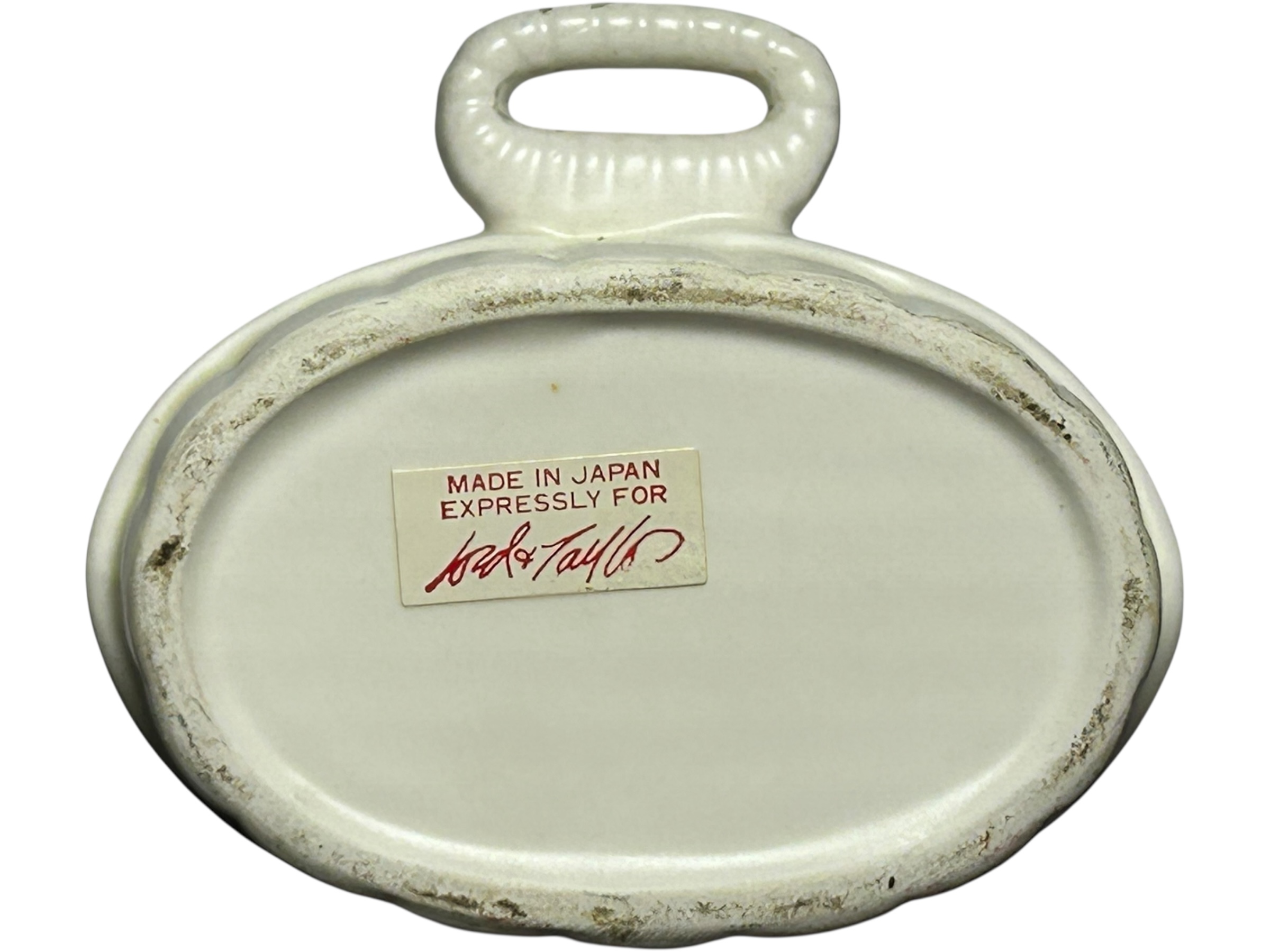 VTG Lord & Taylor Ceramic Pig In A Basket Trinket Box Japan