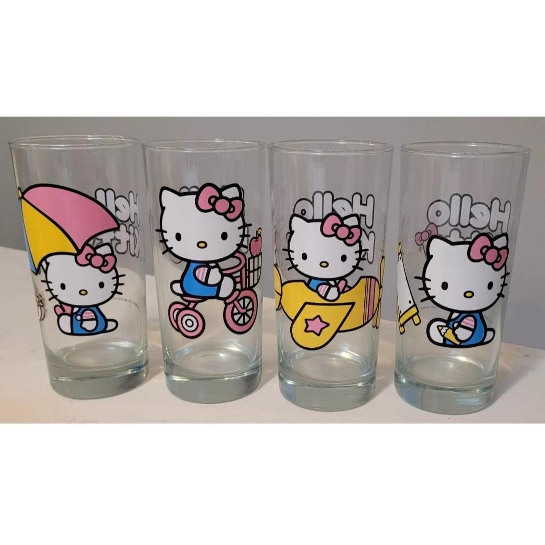 Sanrio Hello Kitty 6" Juice Drinking Glass Tumbler ICUP Set Of 4