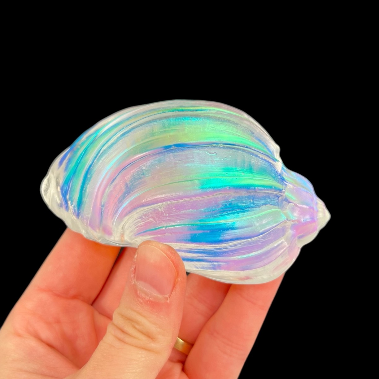 Iridescent Glass Conch Shell Paperweight Possibly By Geoff & Patricia ...