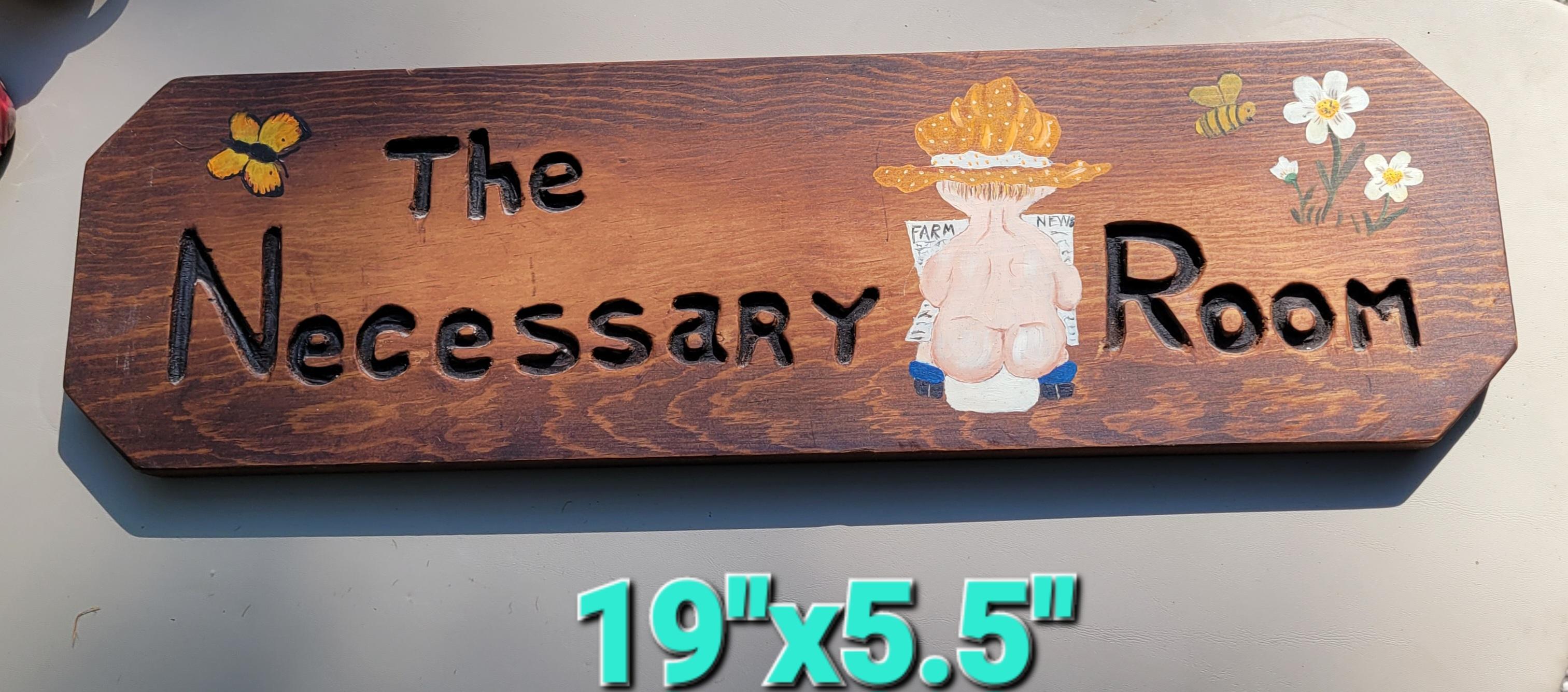 Vintage 'The Necessary Room' Wooden Bathroom Sign