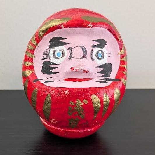Vintage Japanese Gokaku Daruma Doll Paper Mache Red Wishing Good Luck
