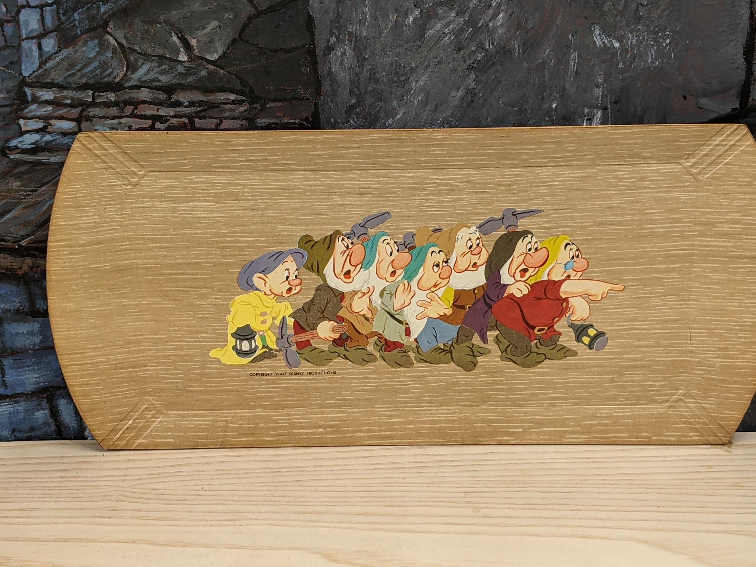 HASKO Walt Disney Snow White Seven Dwarfs Veneer Tray Vintage 50s 60s 7 ...
