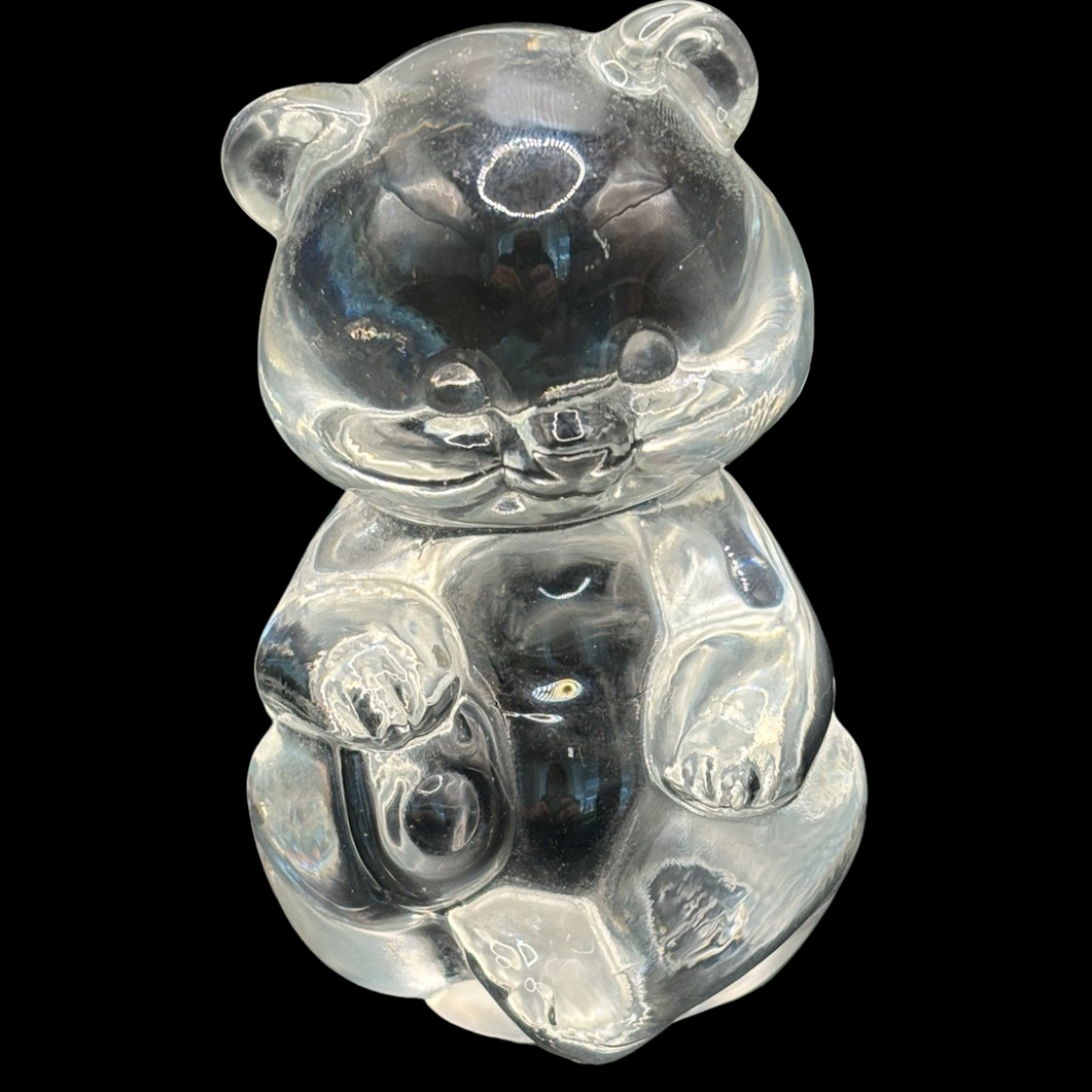 Vintage Fenton Clear Glass Bear Paperweight 4”