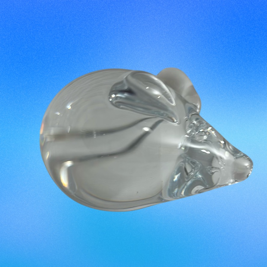 M - Clear Art Glass Mouse Made In Sweden