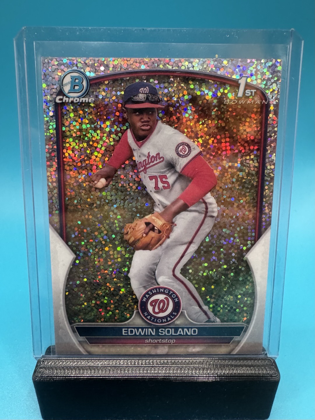 Edwin Solano 1st Bowman Chrome Speckle Refractor /299 Washington Nationals