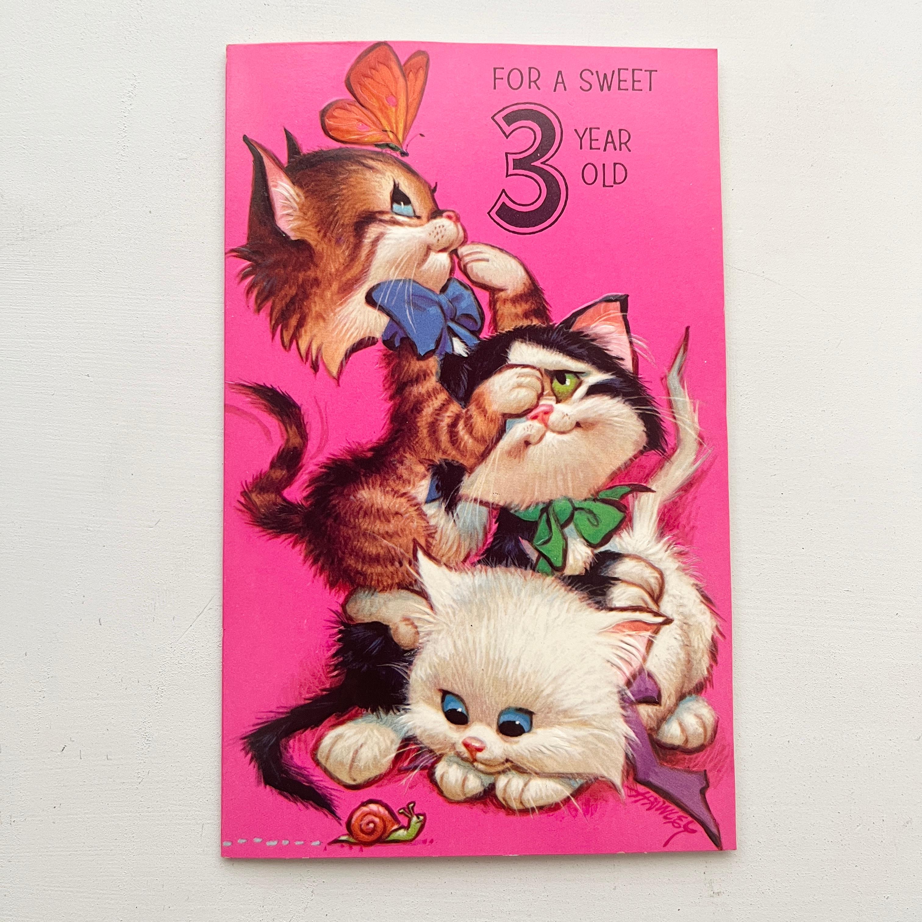 Pete Hawley Big Eye Cats Kittens Climbing Birthday Greeting Card ...