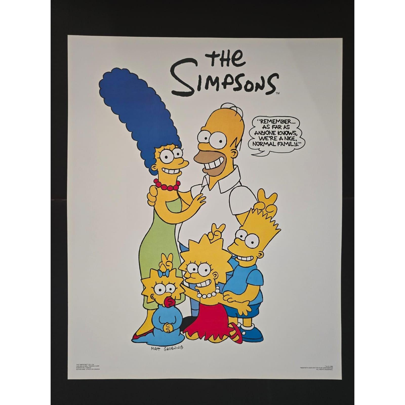 16 x 20 In, Original Vintage 1990 Poster, THE SIMPSON FAMILY, Rare