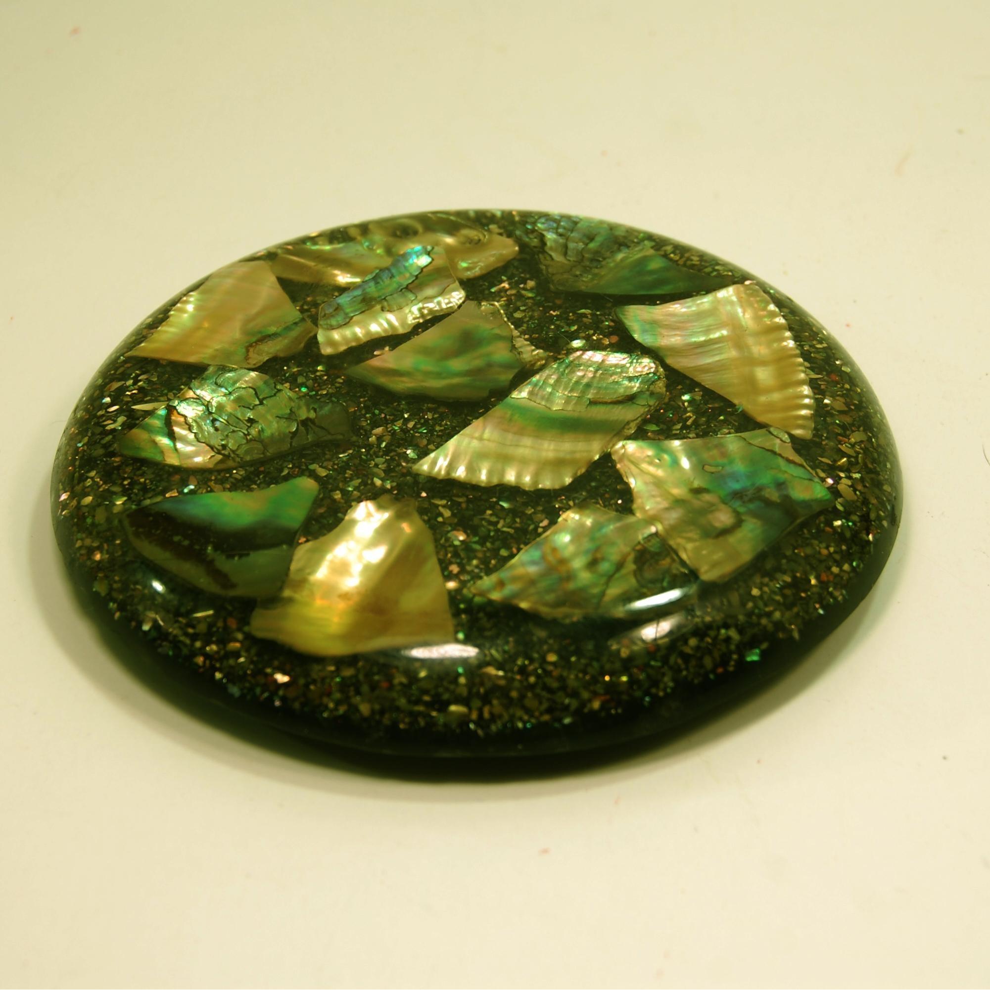 Vintage Handmade Acrylic (Resin)Trivet with Abalone Shells made by
