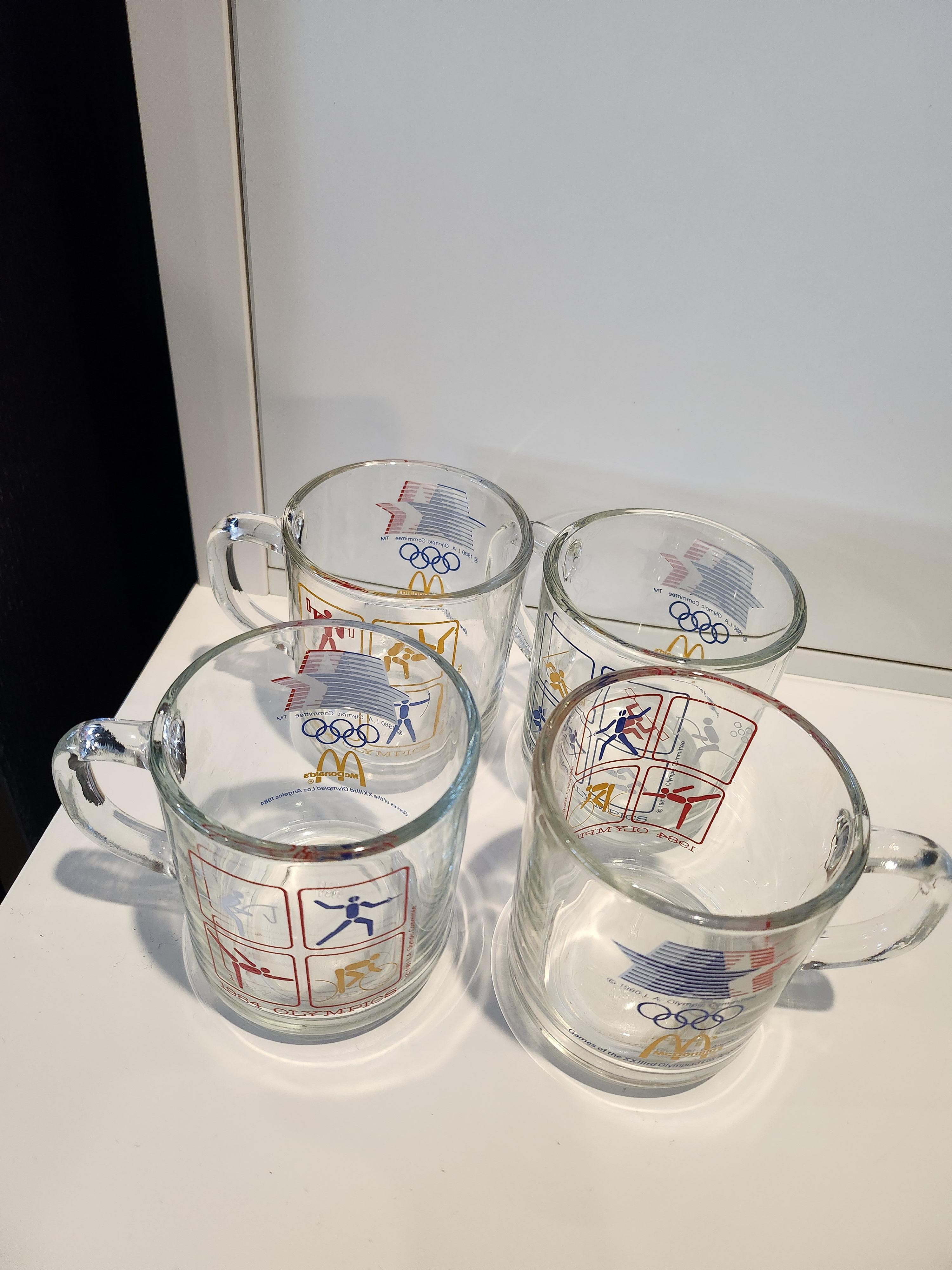set of 4 McDonalds 1984 Olympics glass mugs