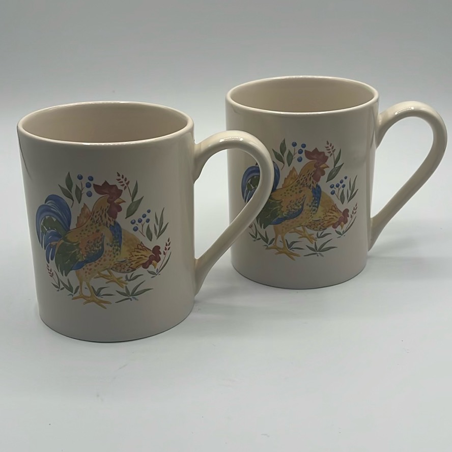 Pair Corelle Coordinates Stoneware Chicken Mugs