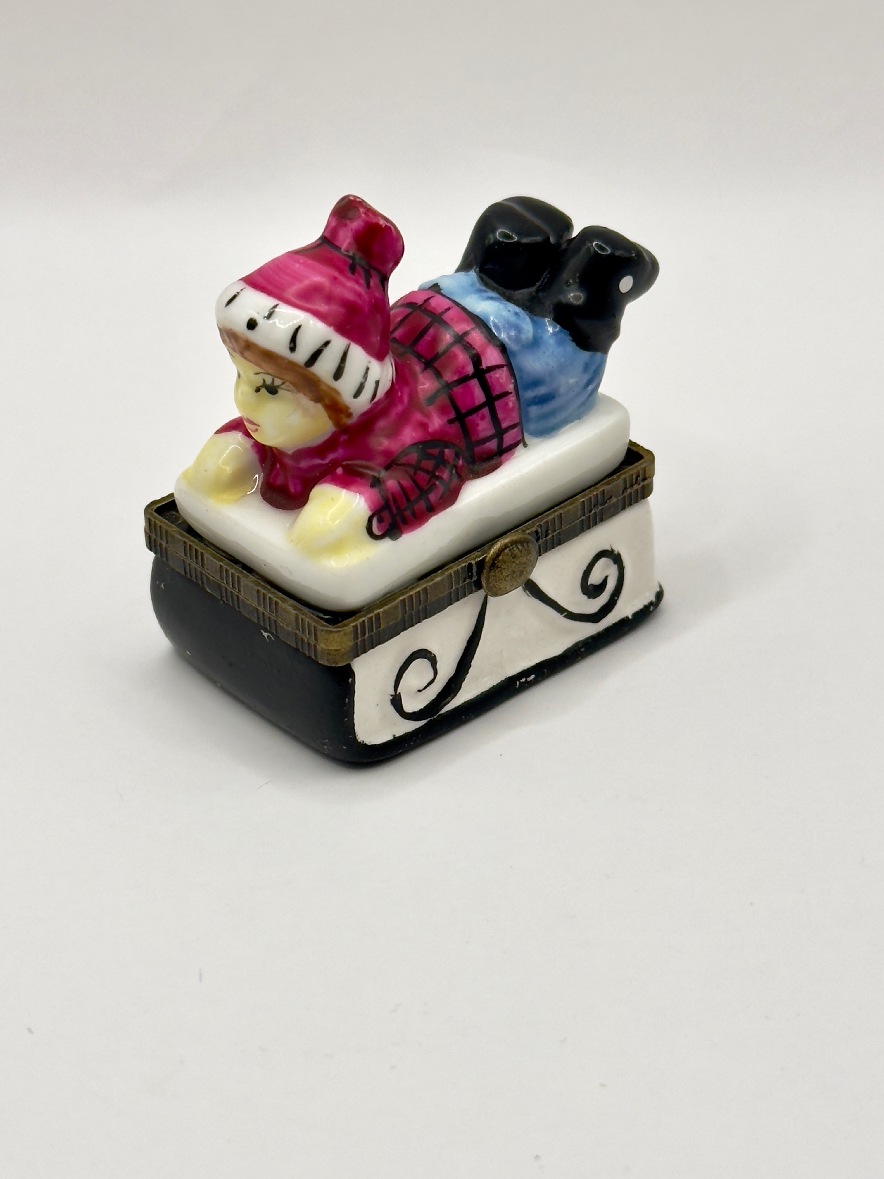 Hinged Xmas Jingle Bell Trinket Box With Crystals Figurines Hand-painted Jewelry Ring Holder Christmas Tree Hanging Decor Gift