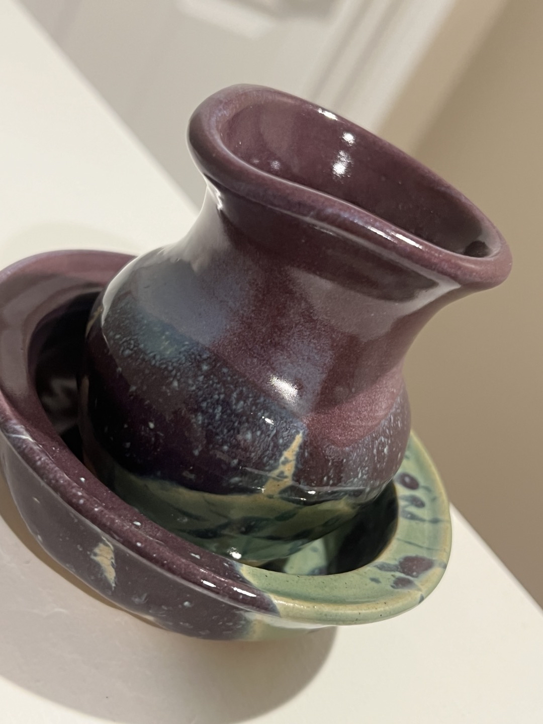 Judy Jones Gatlinburg, Pottery Syrup Jar And Bowl