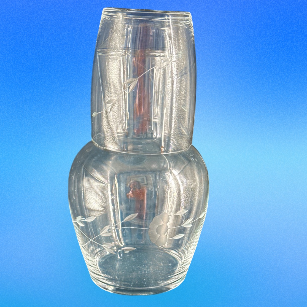 Vintage Princess House Crystal Tumble Up Bedside Decanter With Etched ...