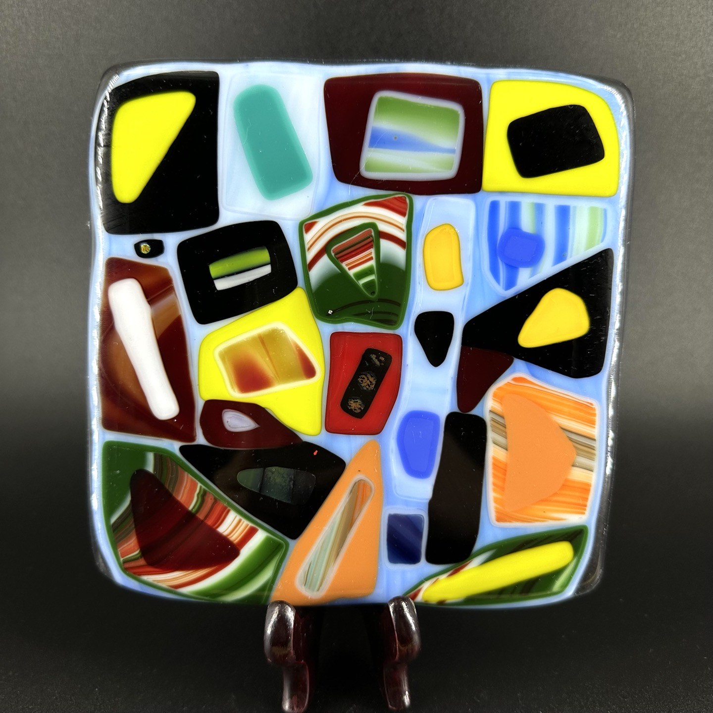 Colorful Fused Art Glass Trivet Tile