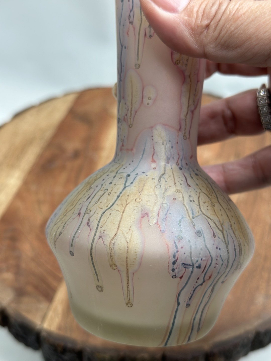 Simron Vase SALE Vintage SIMRON Israeli Art Glass Israel Vase Hand Painted Acid ...