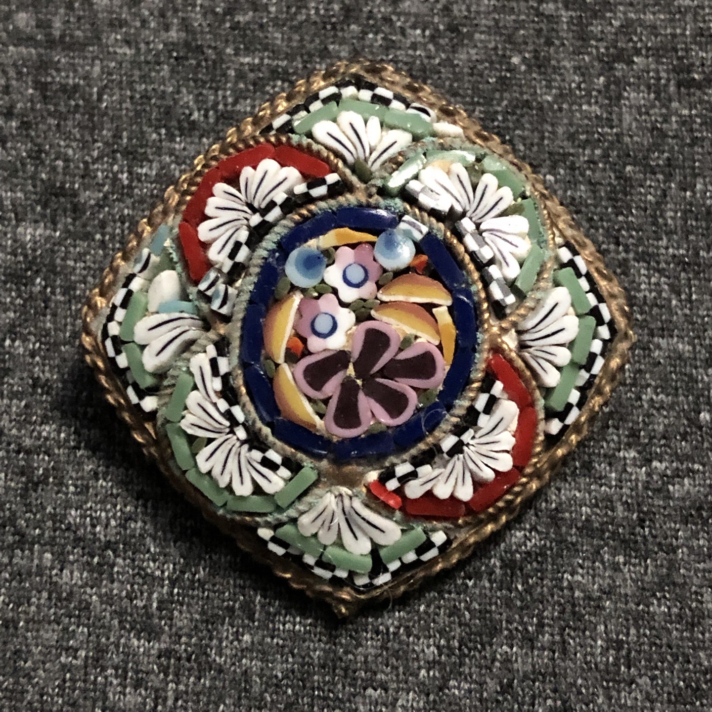 1950s/60s Italian Glass Micro Mosaic Brooch
