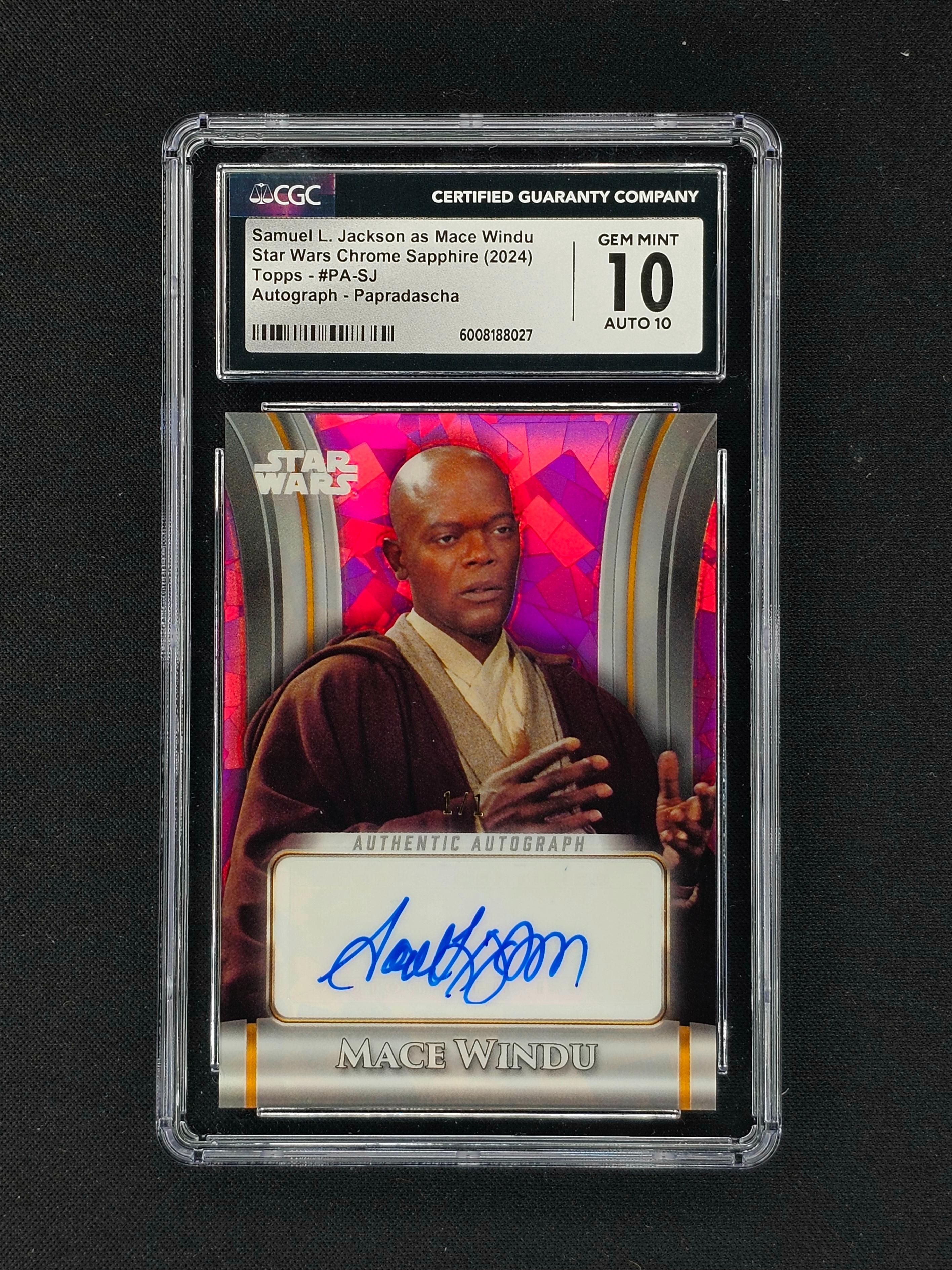 2024 Star Wars Sapphire Samuel L Jackson Mace Windu 1/1 Auto CGC 10 Gem