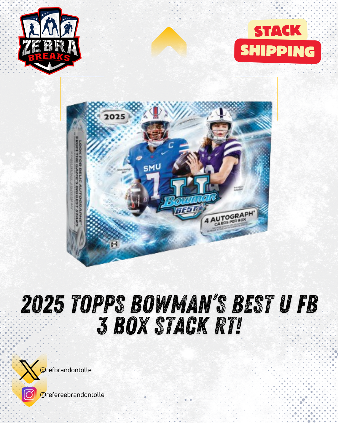 ZB 25681: 2025 Bowman's Best U Football 3 Box Stack Rip