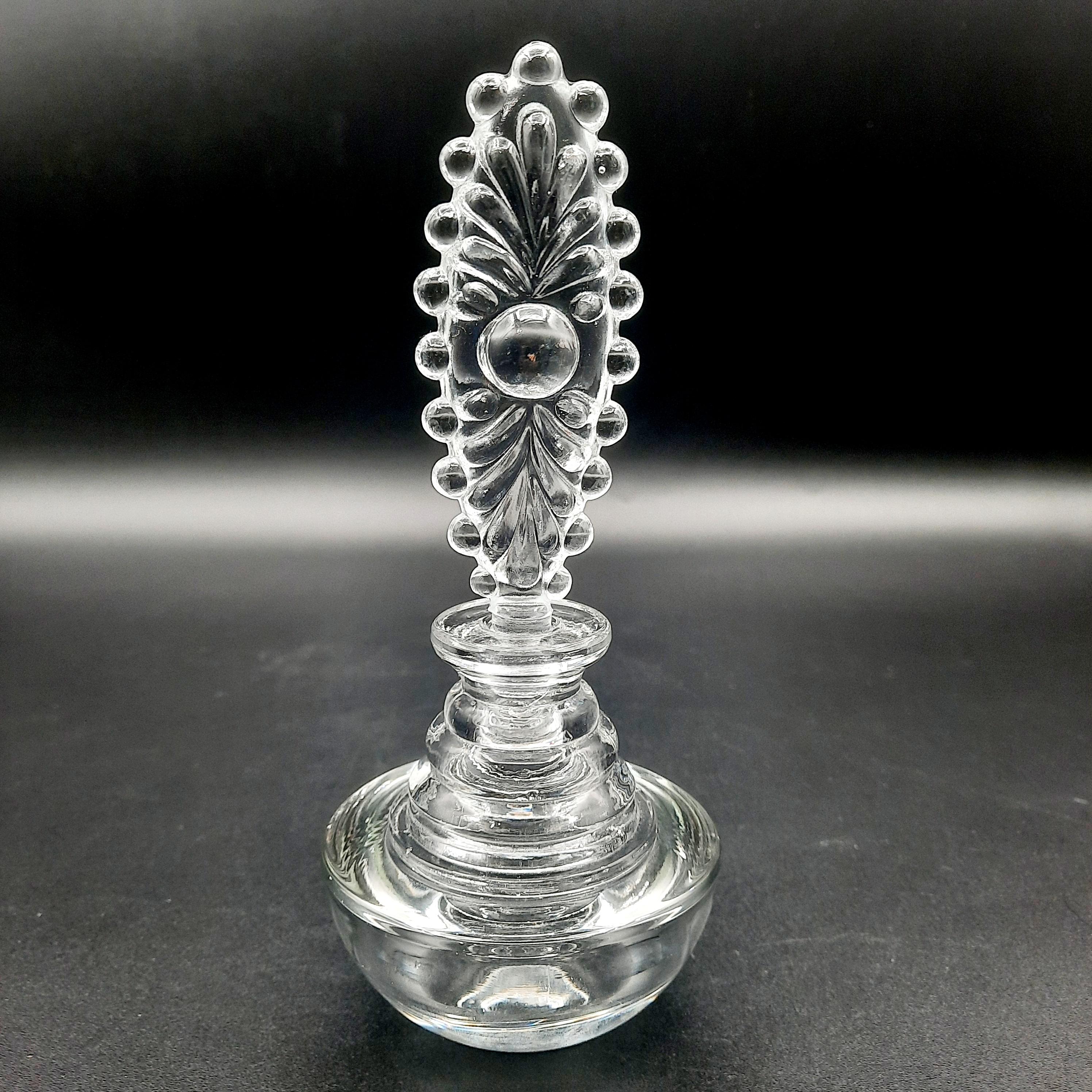 Vintage Glass Perfume Bottle Beaded Candlewick Style Stopper