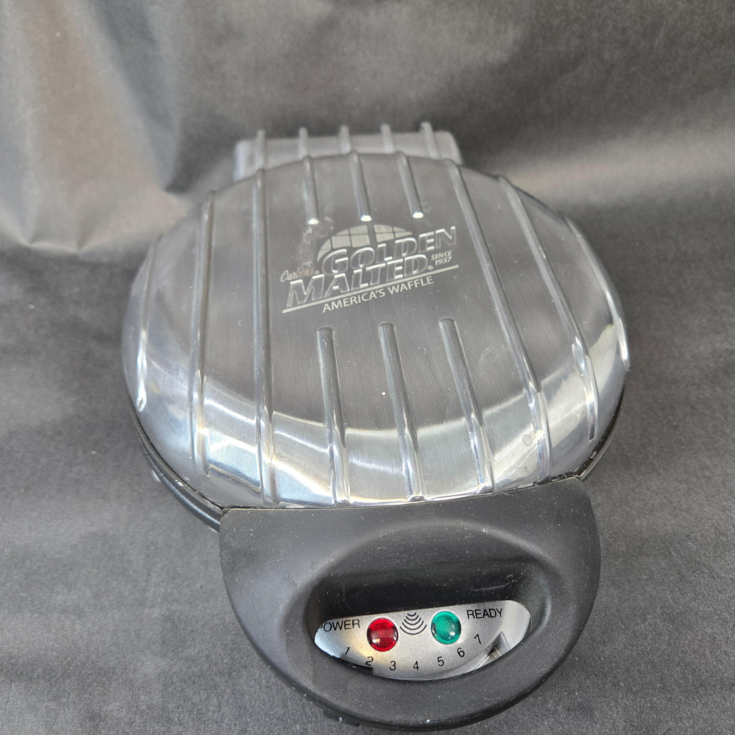 New Carbon Golden Malted Waffle Maker Model TSK-2105AW2 Tested Working