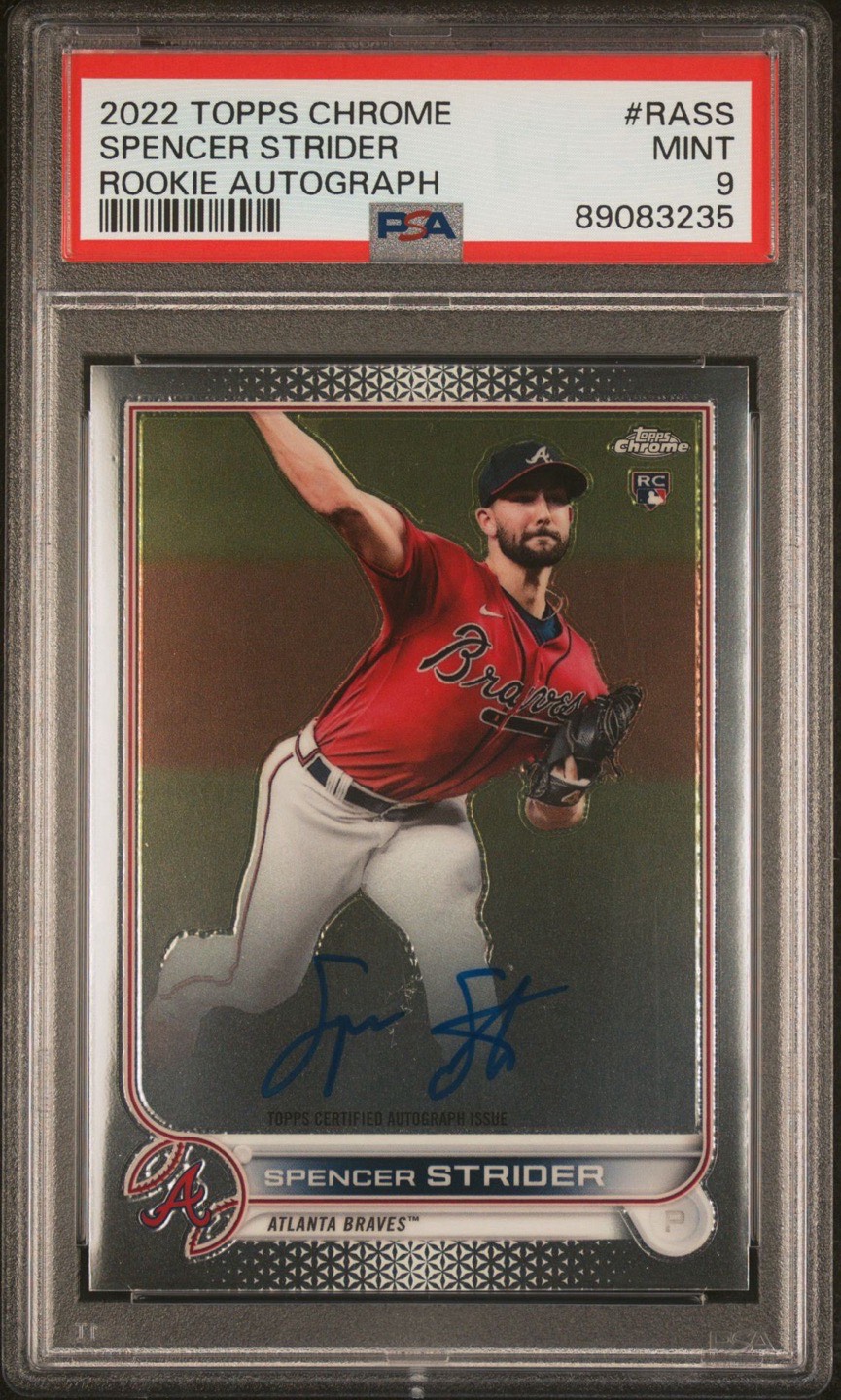 Spencer Strider Topps Chrome Rookie Auto RC PSA 9 Atlanta Braves