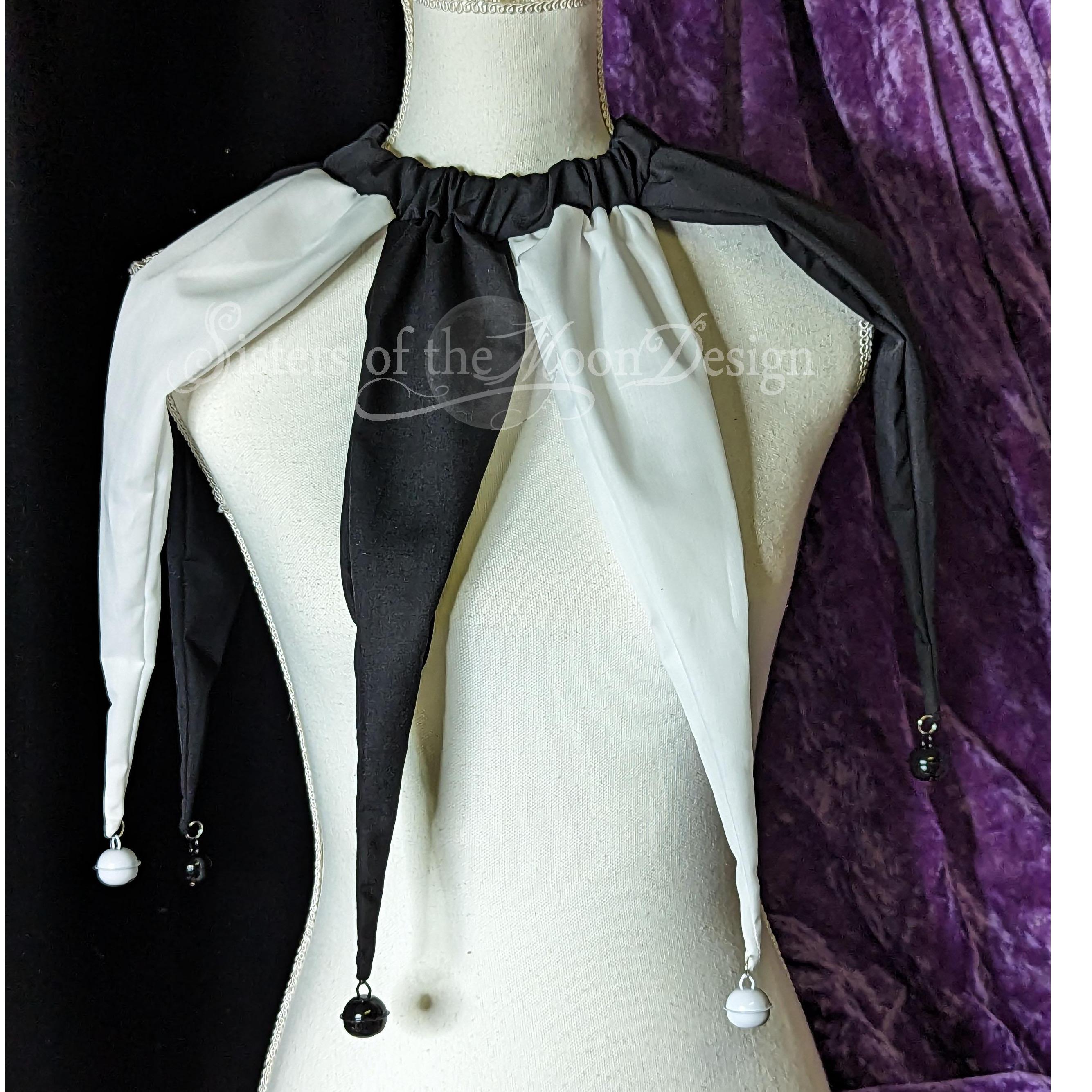 White and Black pointed clown collar jester Neck piece elastic ...