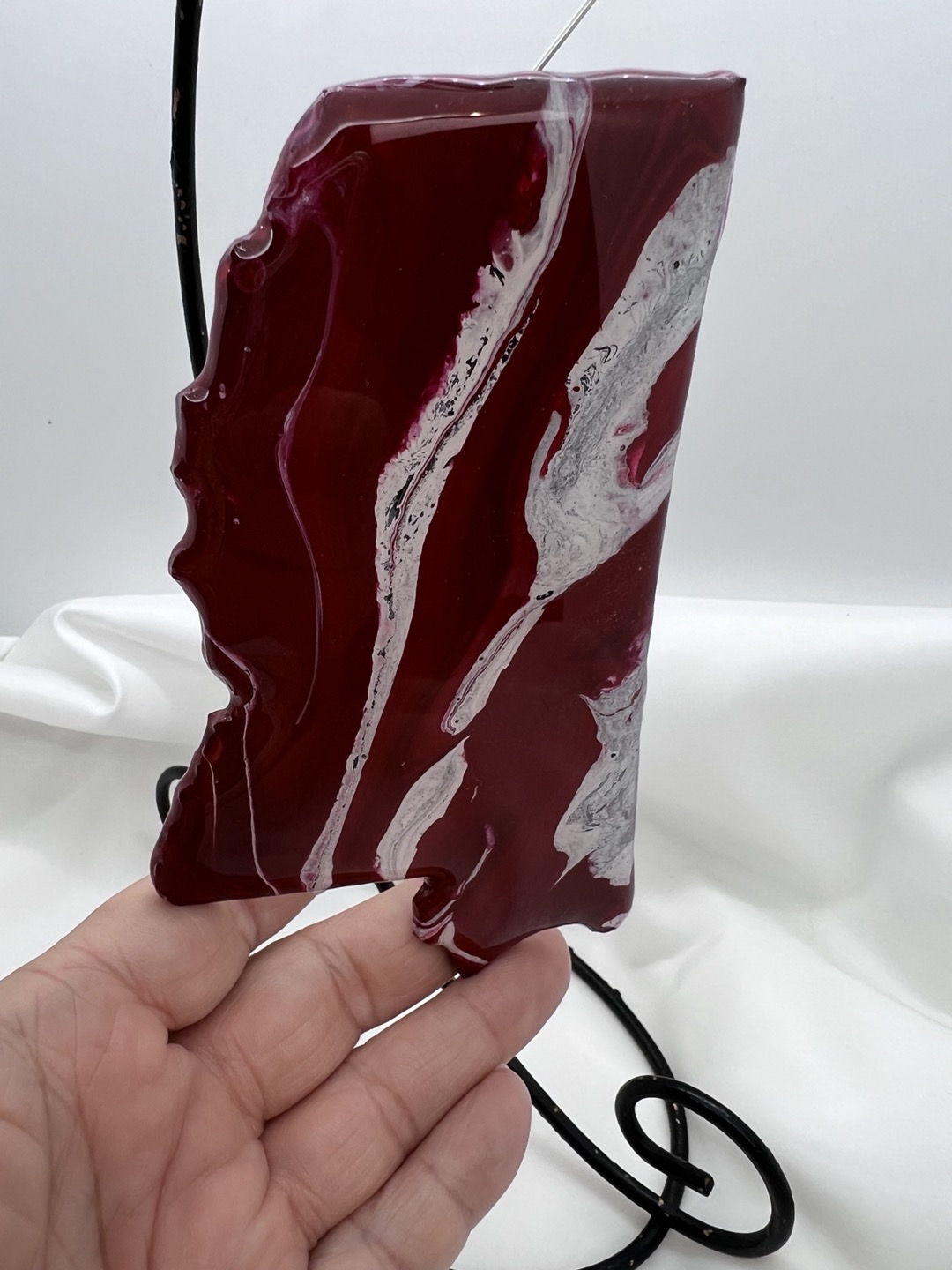 Original Artwork. Mississippi Shaped Ornament In MS State University Colors