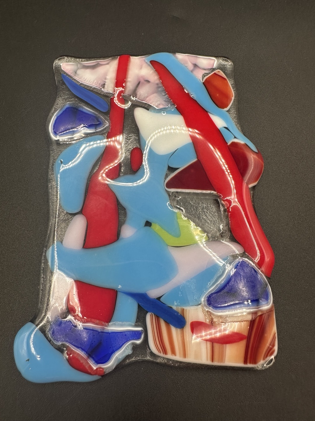 Fused Glass Abstract Art Glass Slab 6 X4