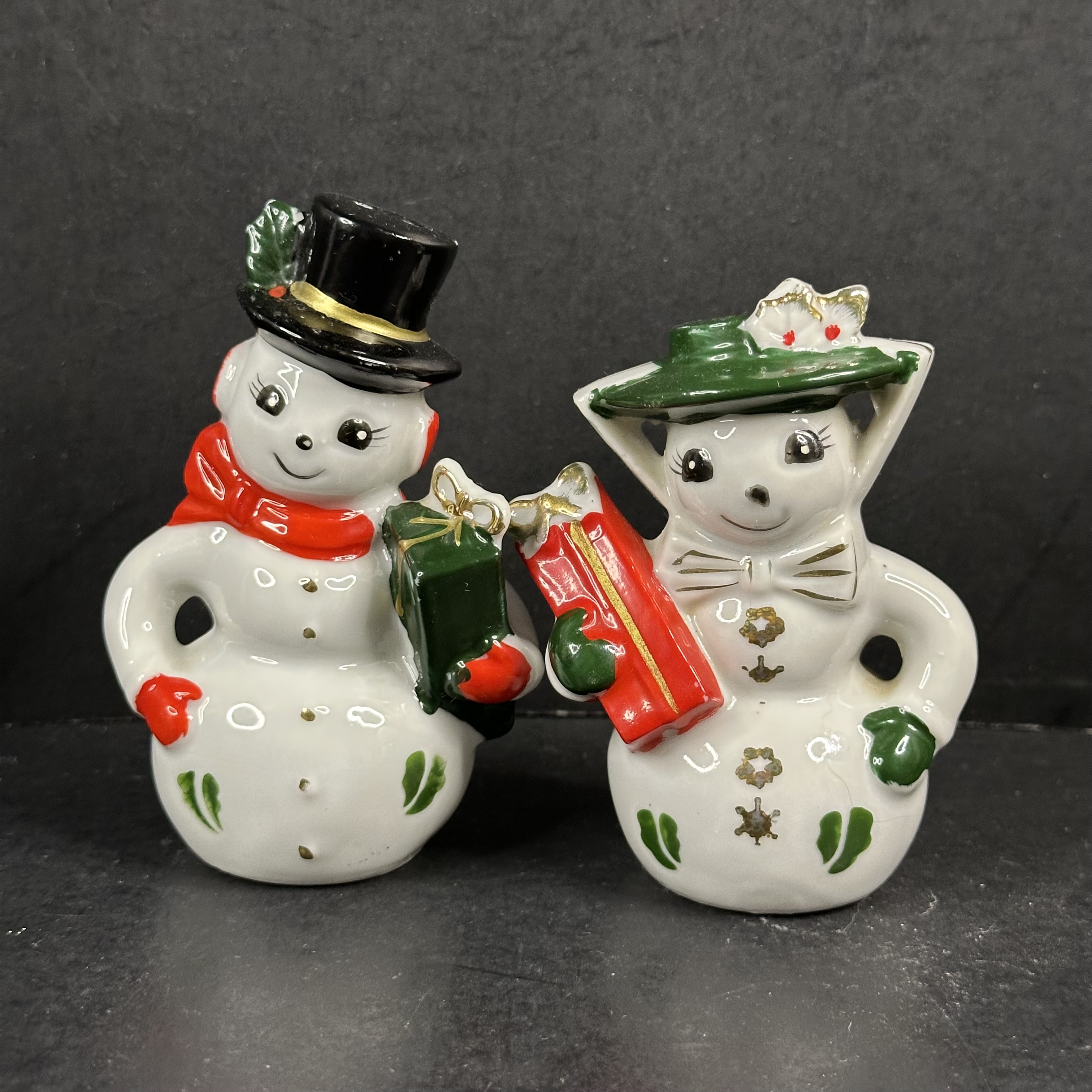 Vintage Snowman Salt And Pepper Shakersnull
