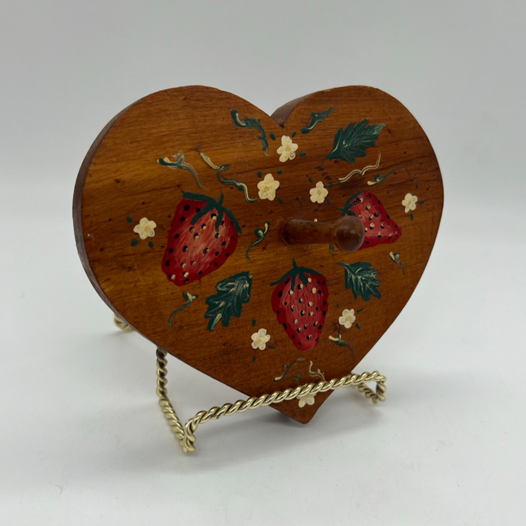 Vintage Handmade Hand Painted Strawberries Wood Heart Wall Decor Hook ...