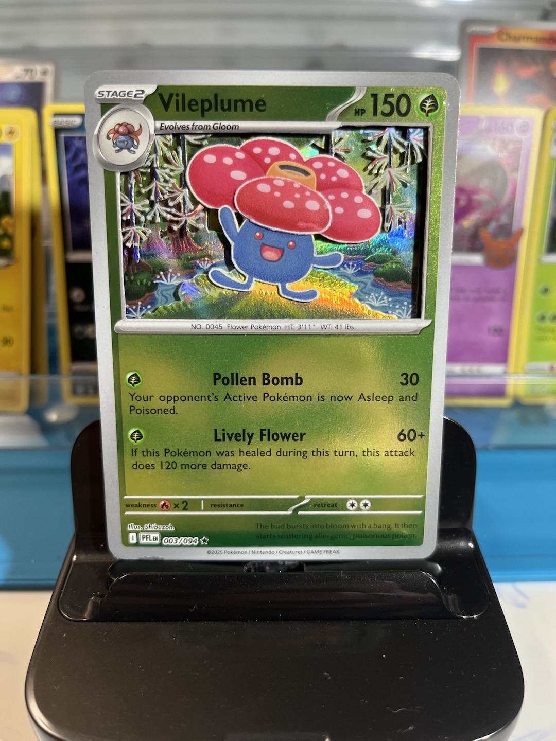 vileplume pokemon card Paldean Fates Shiny Holo 094/091 MINT PACK FRESH! Stock image Vileplume Custom 3d Pokmon Card