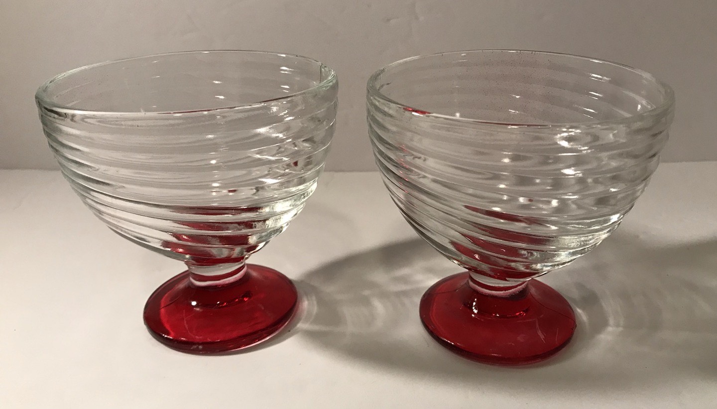 Set of 2 Anchor Hocking Manhattan Park Avenue Depression Swirl Dessert